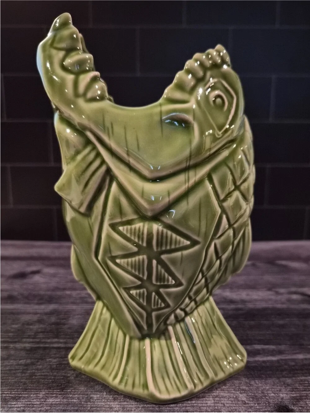 Disney Tiki Green Ceramic Piranha Vase - Brand Unspecified